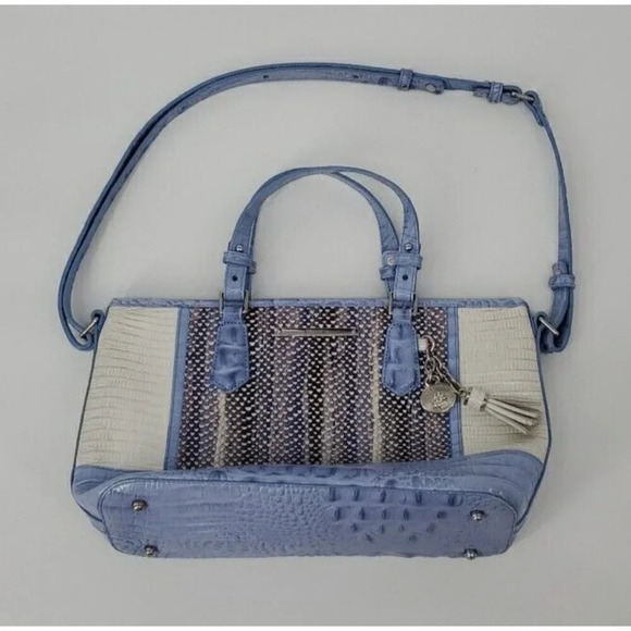 BRAHMIN Mini Asher Purse Periwinkle Monroe Leather Crossbody - Picture 6 of 16